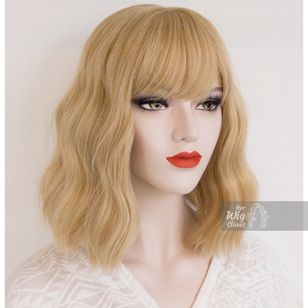 Golden Blonde Wavy Wig with Bangs | Gwen - Picture 2 of 9